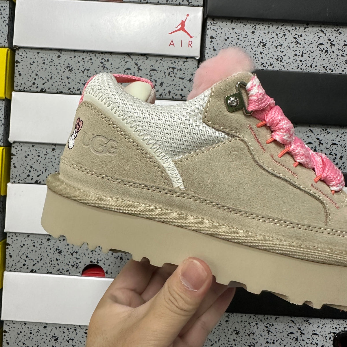 UGG Chunky Lace-Up Sneakers – White & Pink | 4032