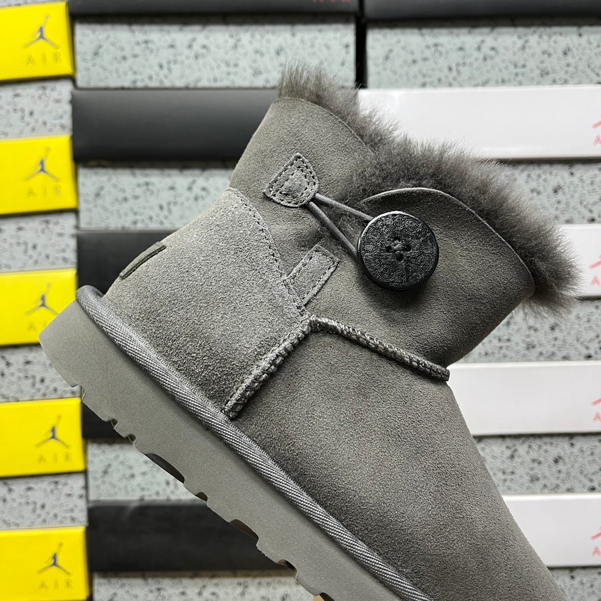 UGG Mini Bailey Button II Boots – Grey