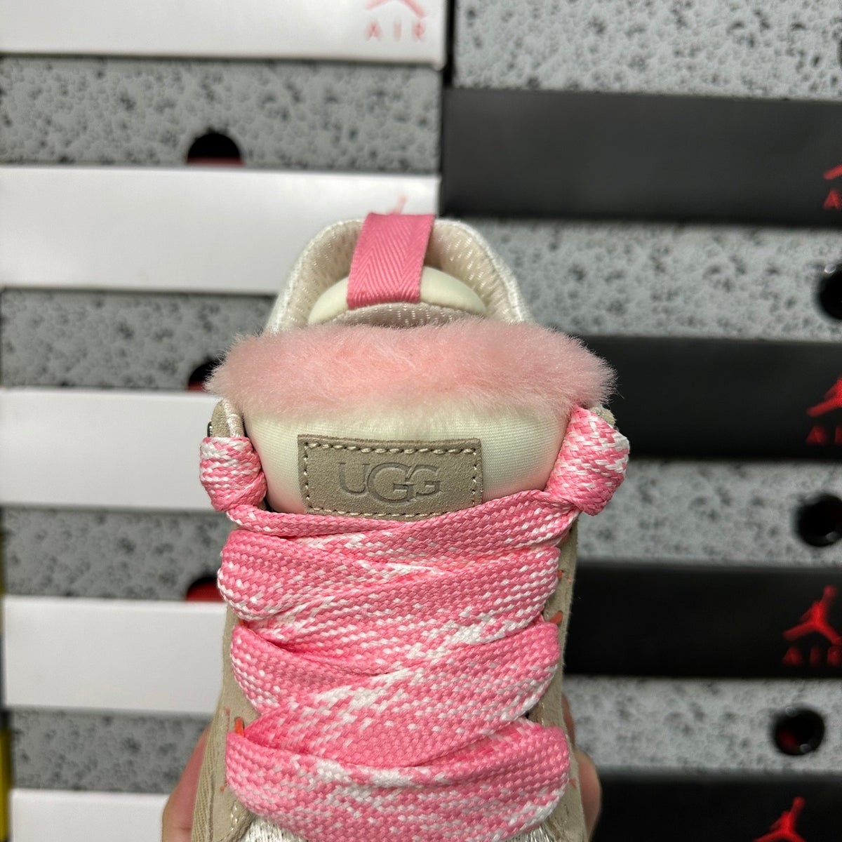 UGG Chunky Lace-Up Sneakers – White & Pink | 4032