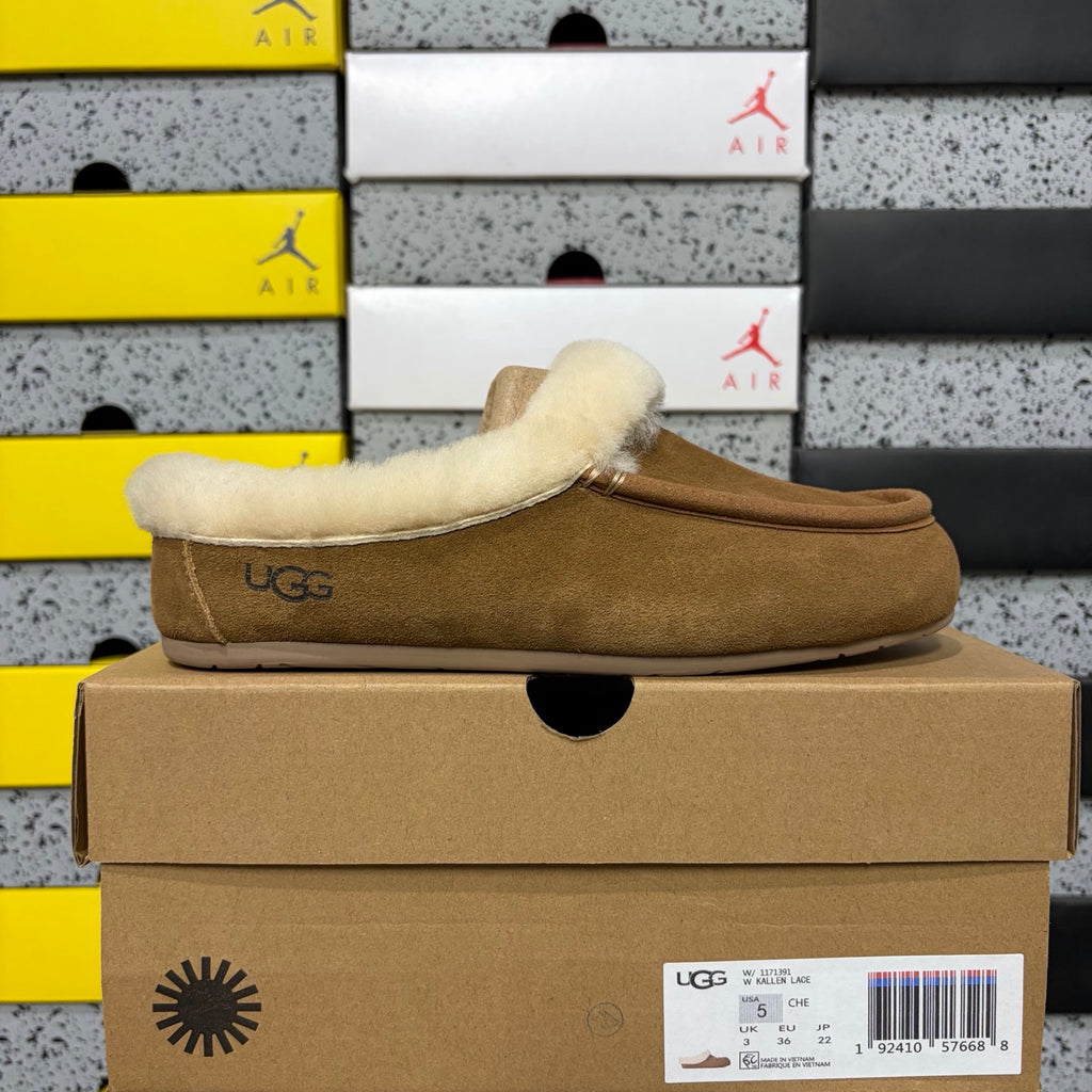 UGG Fluffy-Collar Moccasin Slippers – Chestnut | W1171391