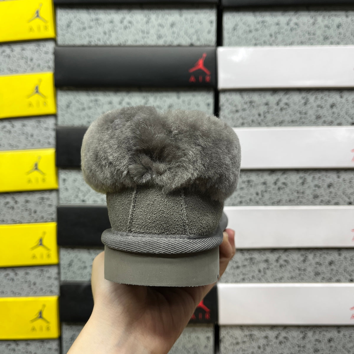 UGG Plush-Collar Slip-On Shoes – Grey