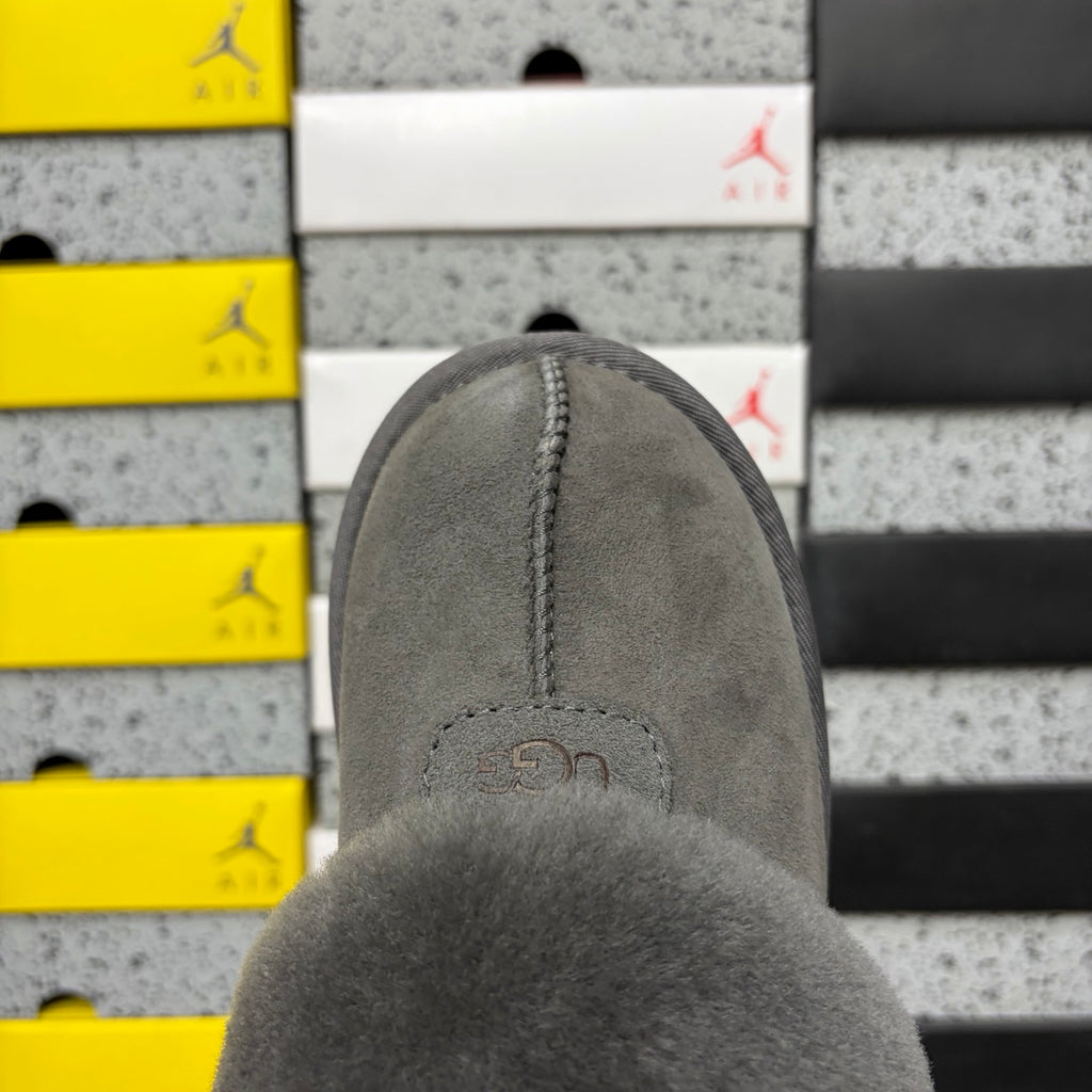 UGG Fluffy-Collar Mule Slippers – Grey | 5125