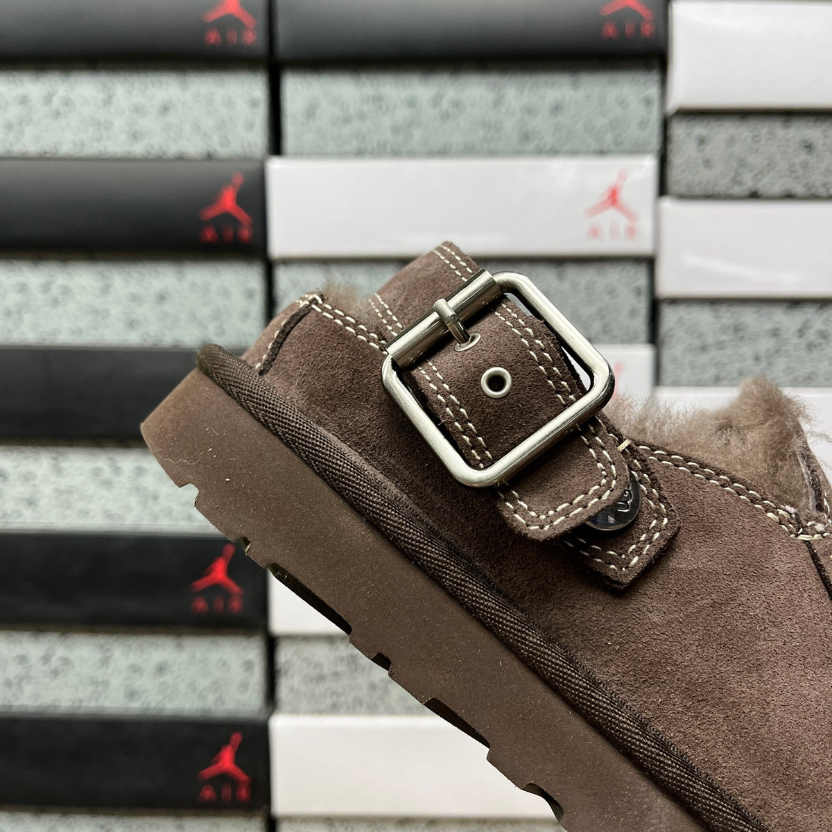 UGG Buckle-Strap Clogs – Dark Brown