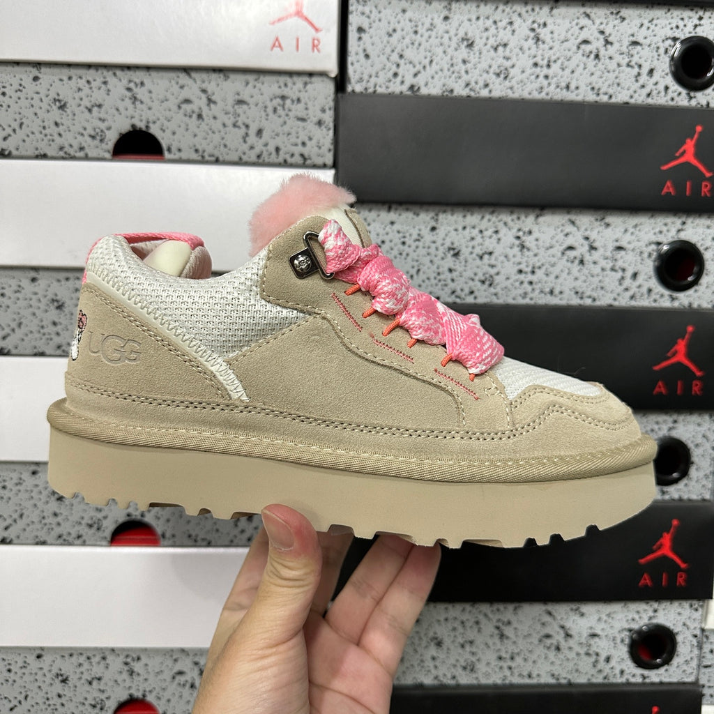 UGG Chunky Lace-Up Sneakers – White & Pink | 4032