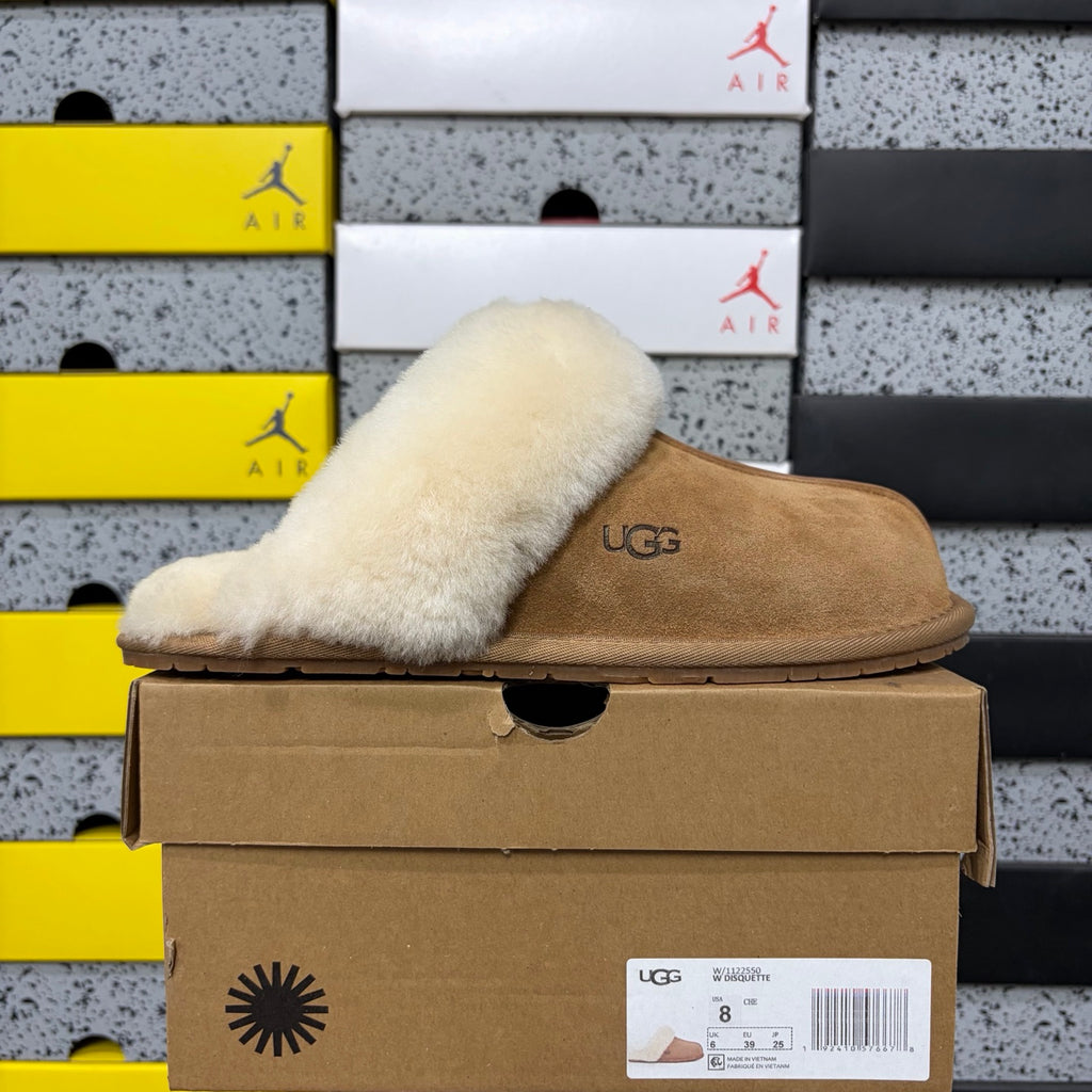 UGG Fluffy-Collar Mule Slippers – Chestnut | 2550