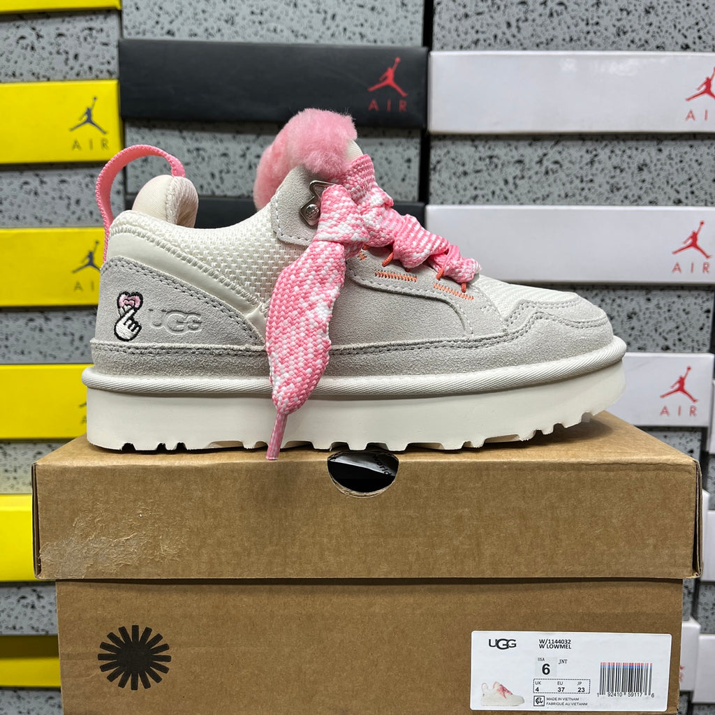 UGG Lowmel Lace-Up Shoes – White & Pink