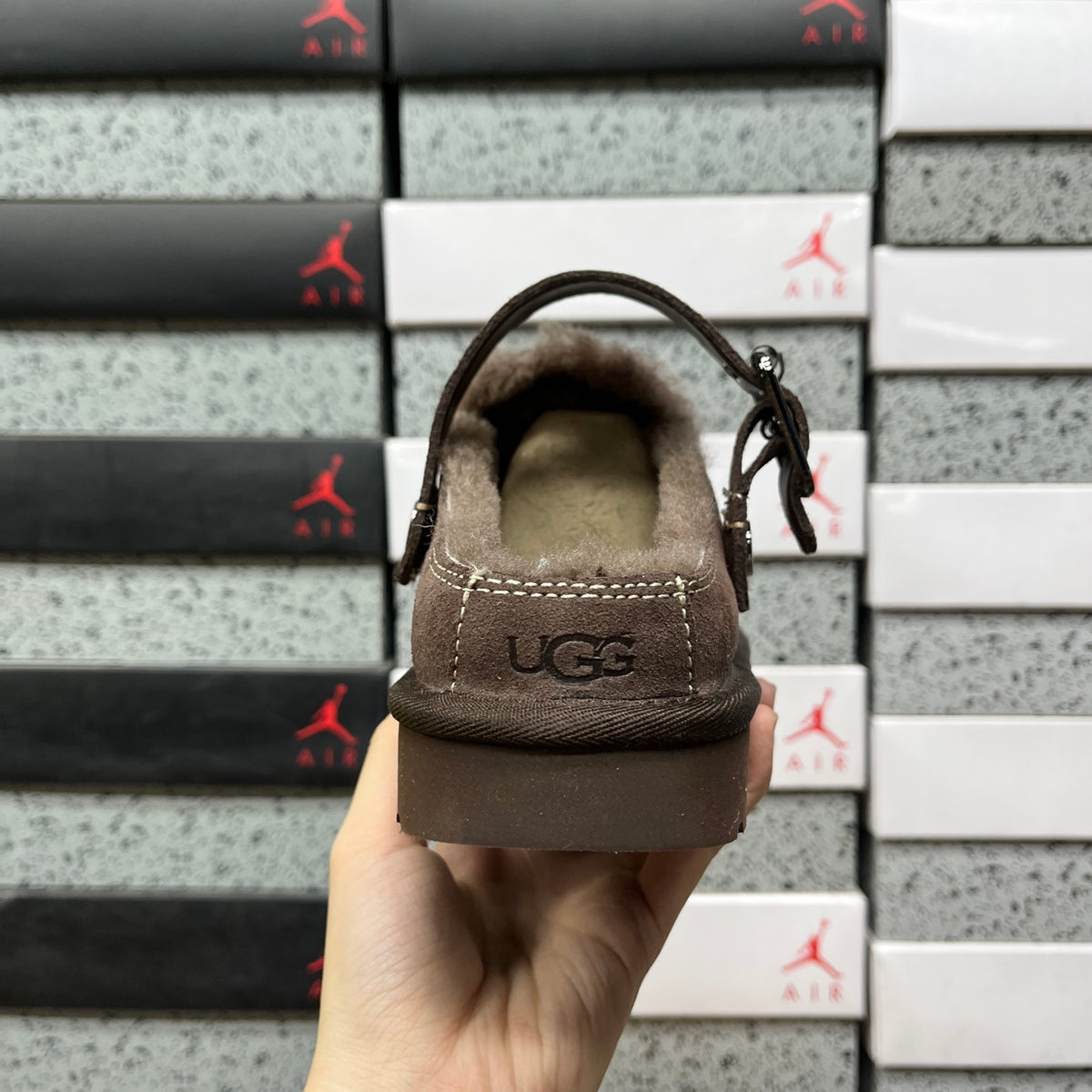 UGG Buckle-Strap Clogs – Dark Brown
