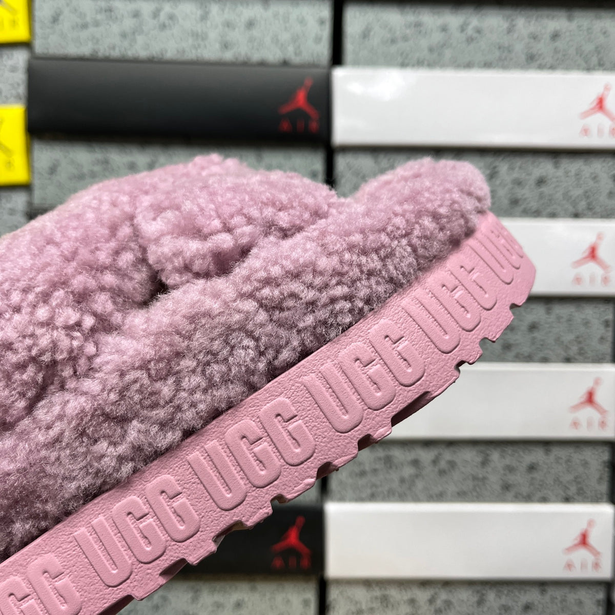UGG Fluffy Platform Slingback Slippers – Grey Purple | 1191135