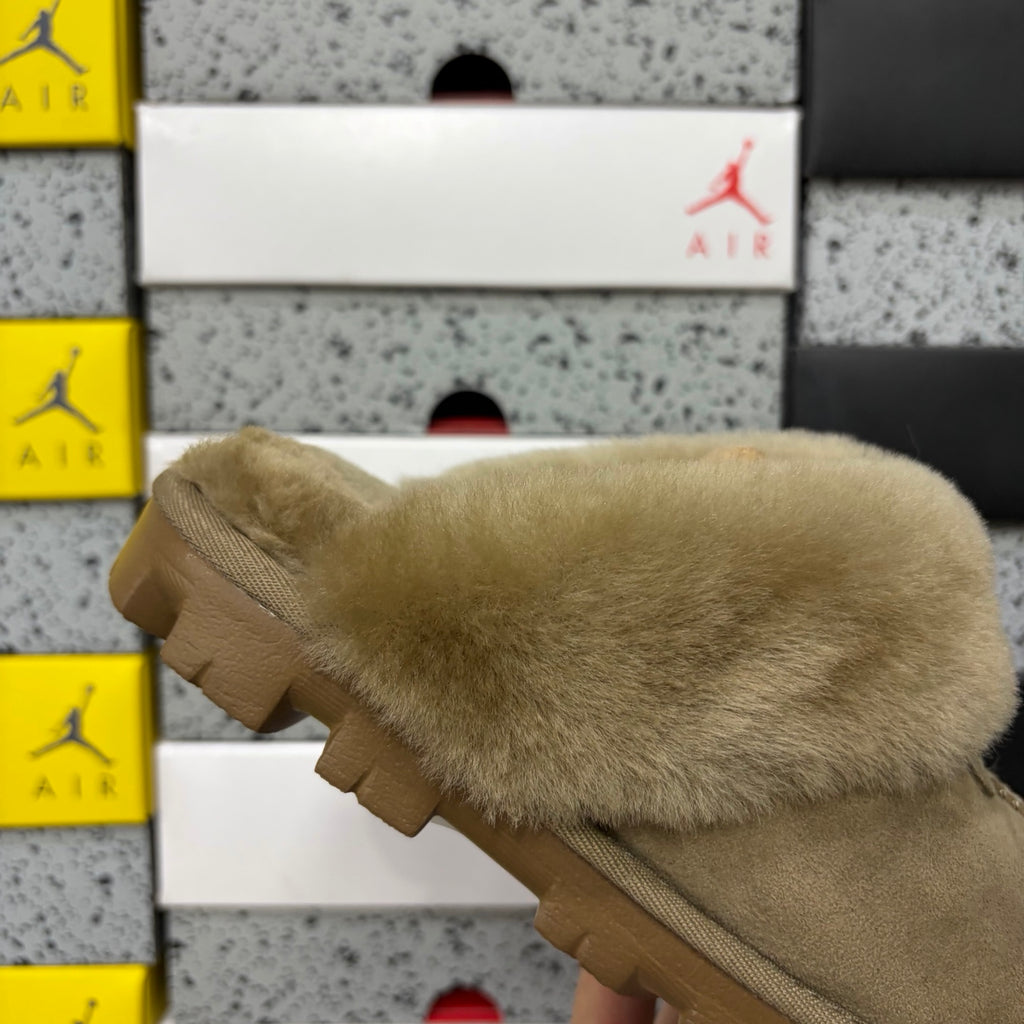 UGG Fluffy-Collar Mule Slippers – Antelope Brown | 5125