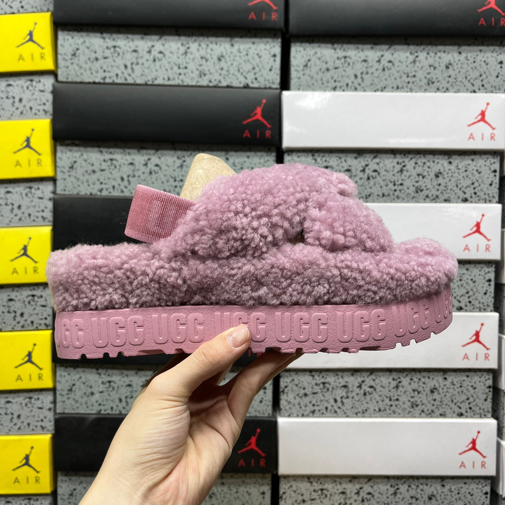 UGG Fluffy Platform Slingback Slippers – Grey Purple | 1191135