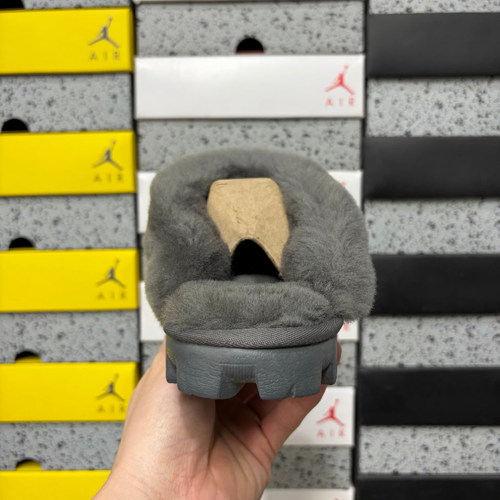 UGG Fluffy-Collar Mule Slippers – Grey | 5125