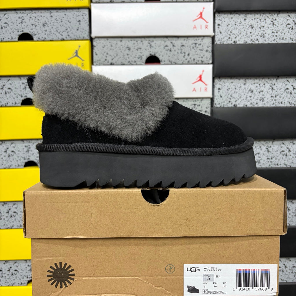 UGG Fluffy-Collar Platform Slip-On Shoes – Black | W1166773