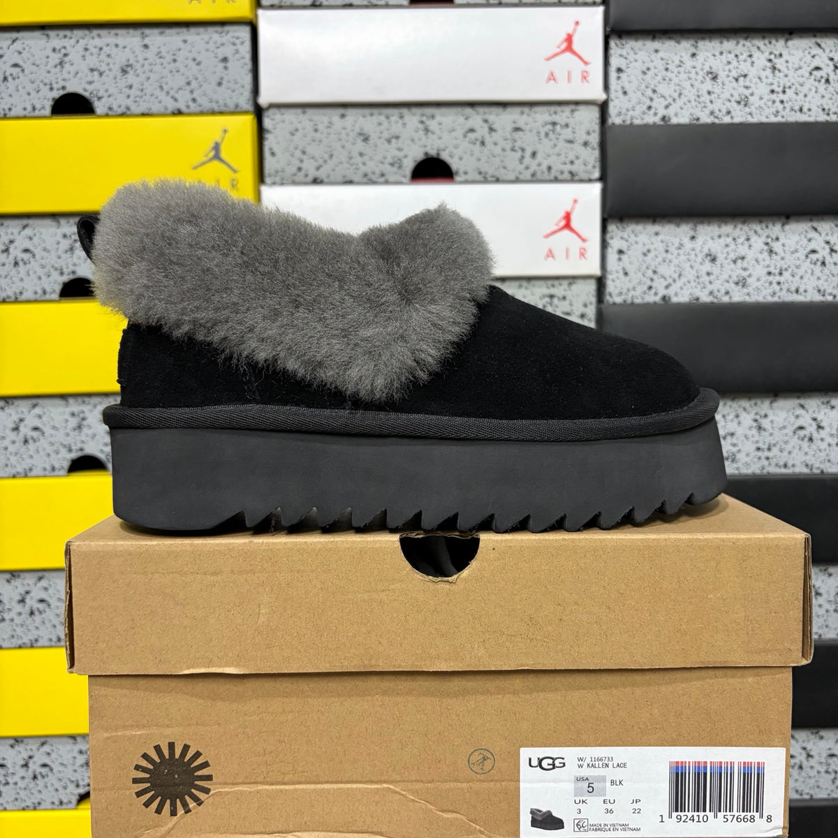 UGG Fluffy-Collar Platform Slip-On Shoes – Black | W1166773
