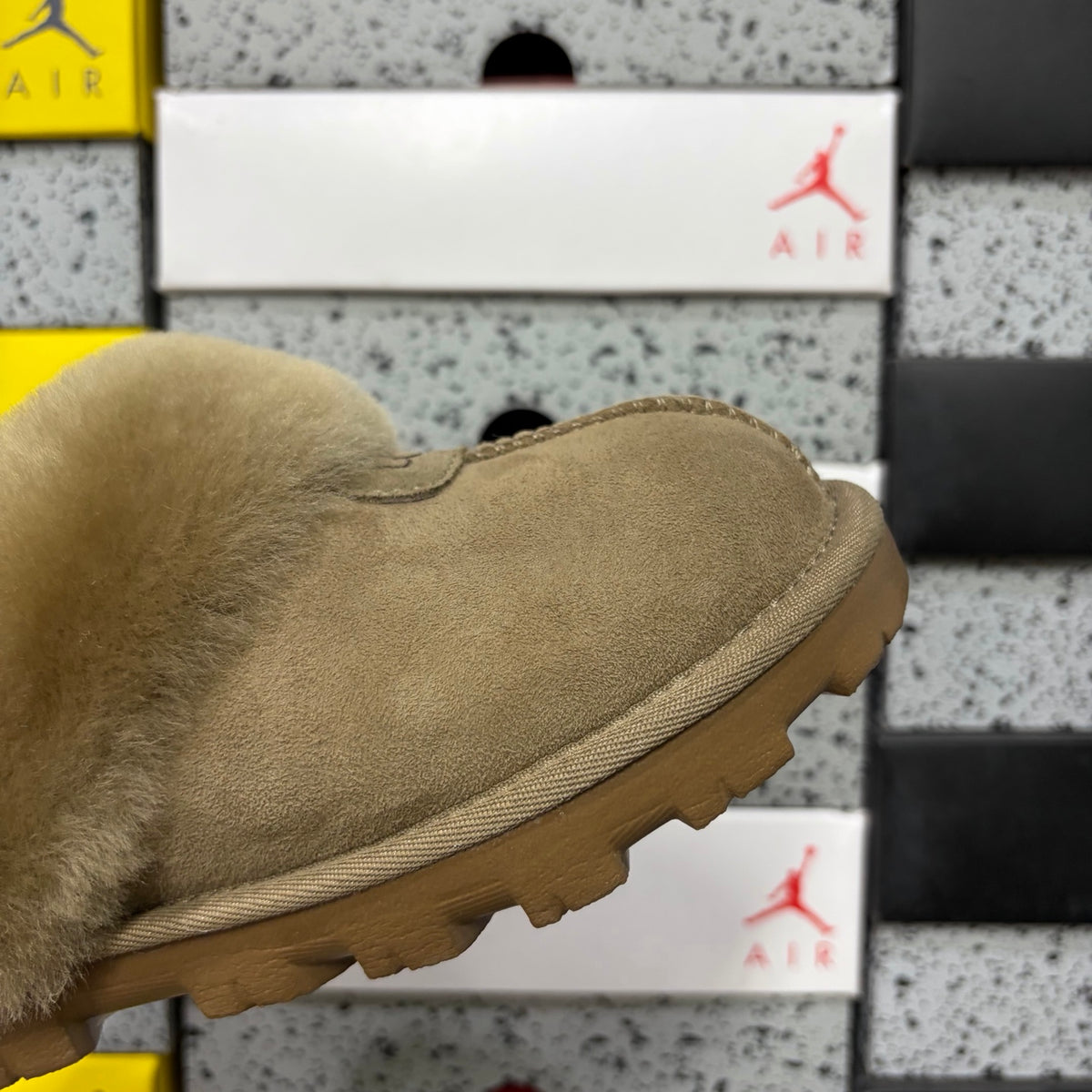UGG Fluffy-Collar Mule Slippers – Antelope Brown | 5125