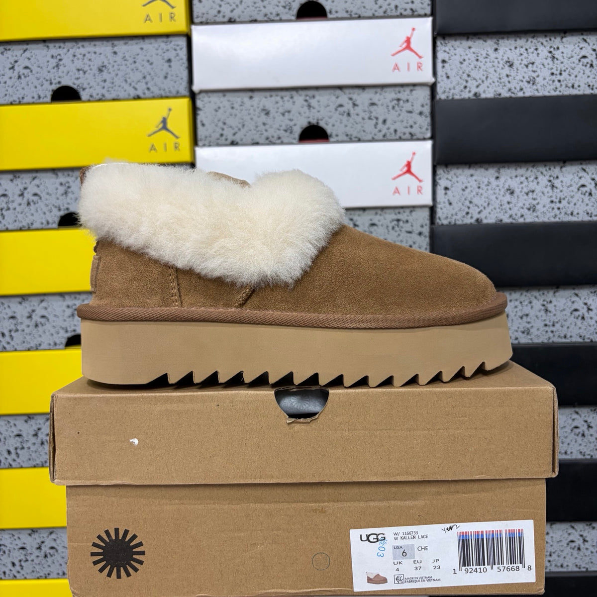 UGG Fluffy-Collar Platform Slip-On Shoes – Chestnut | W1166733