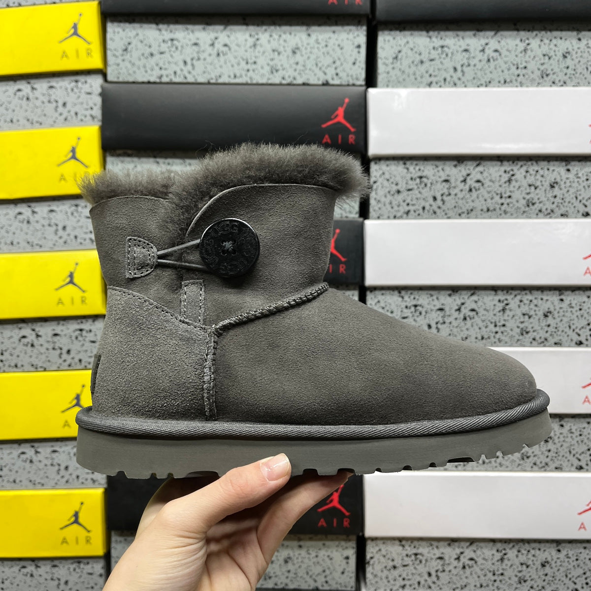 UGG Mini Bailey Button II Boots – Grey
