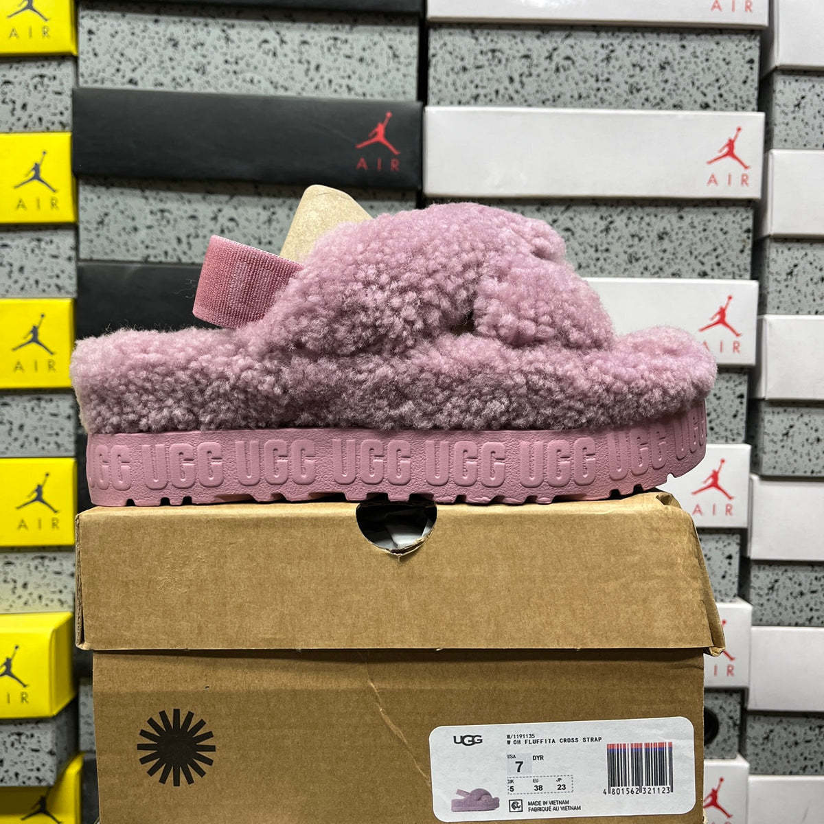 UGG Fluffy Platform Slingback Slippers – Grey Purple | 1191135