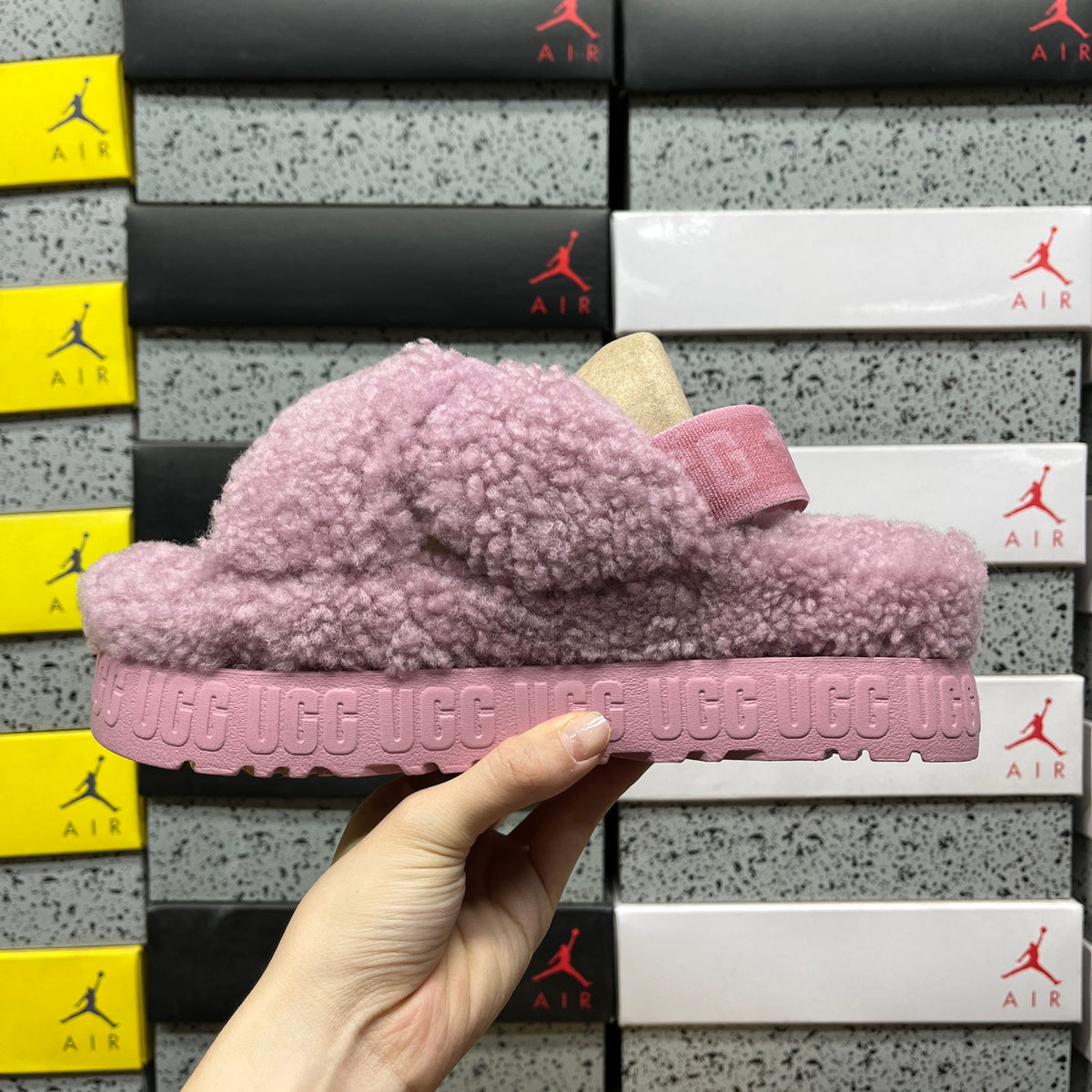 UGG Fluffy Platform Slingback Slippers – Grey Purple | 1191135