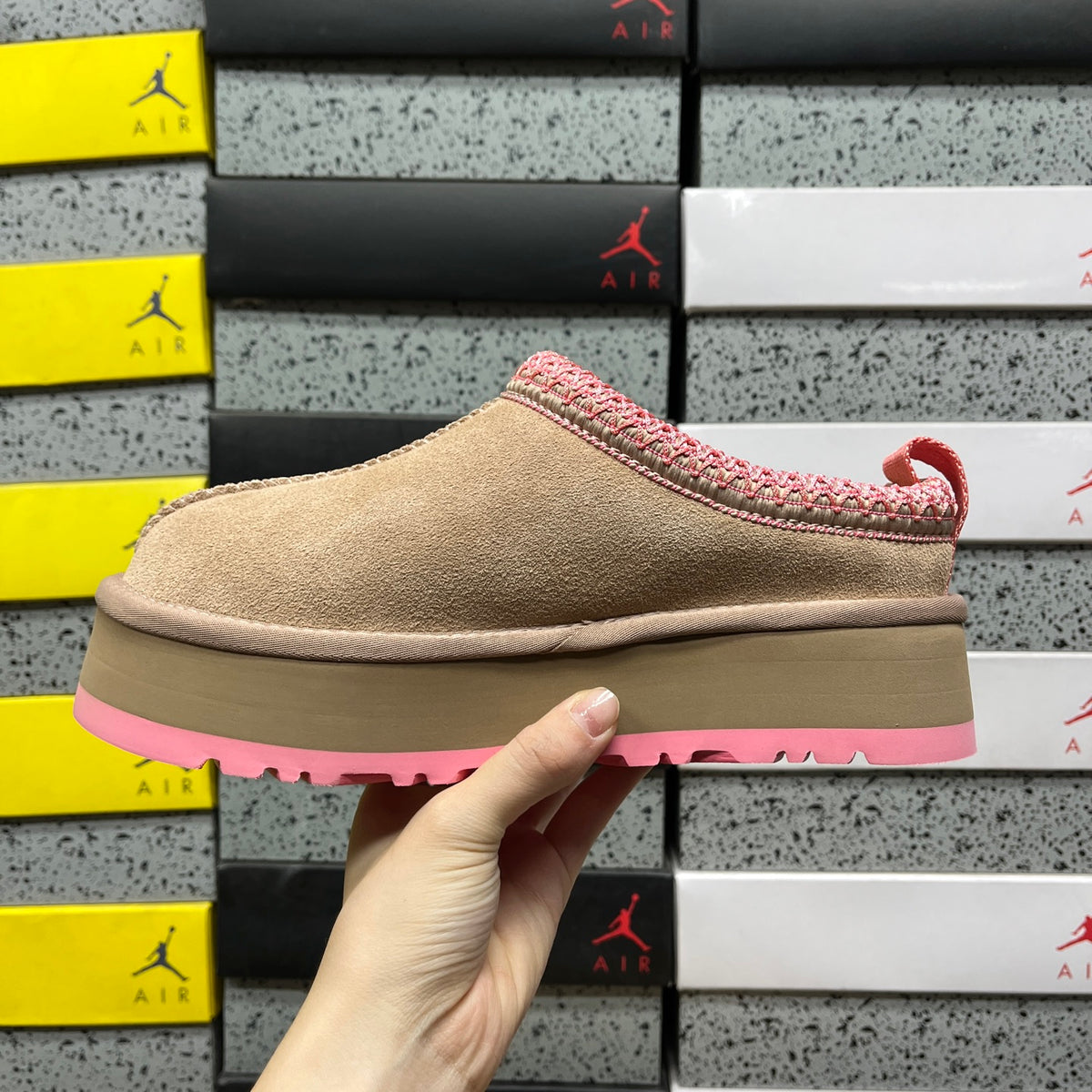 UGG Platform Slip-On Shoes – Sand & Pink