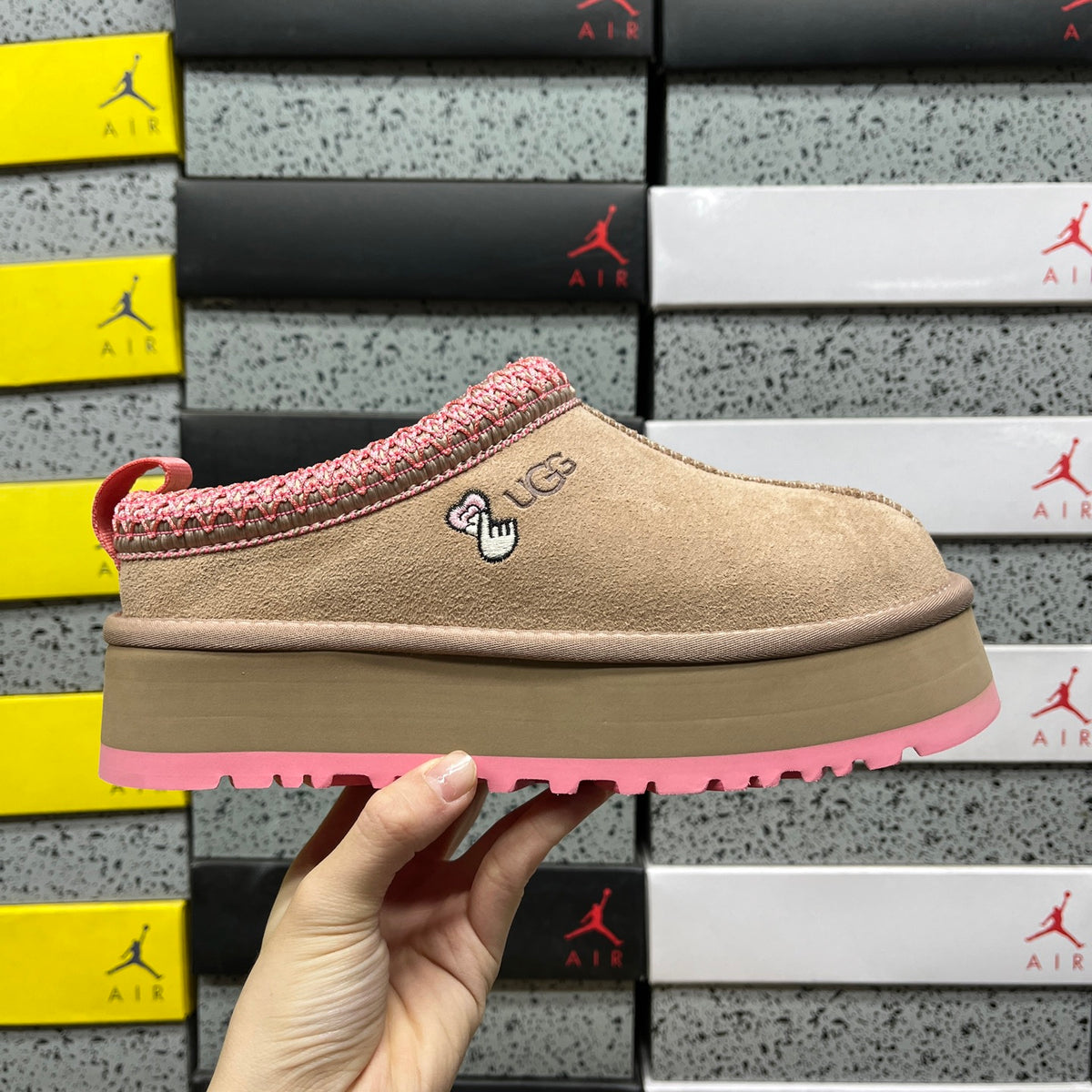 UGG Platform Slip-On Shoes – Sand & Pink