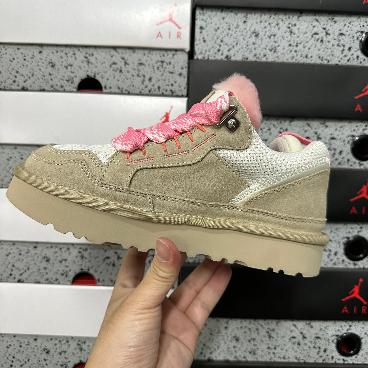 UGG Chunky Lace-Up Sneakers – White & Pink | 4032