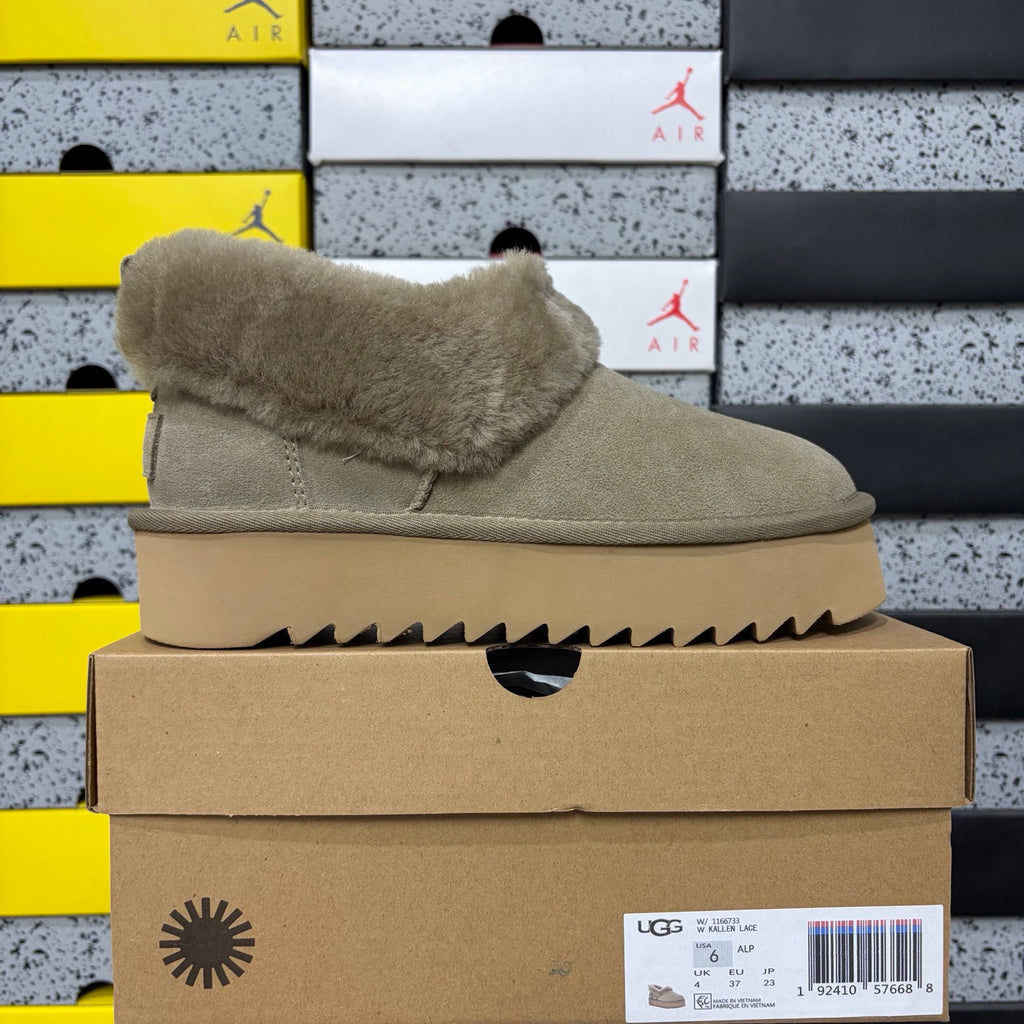UGG Fluffy-Collar Platform Slip-On Shoes – Brown | W1166733