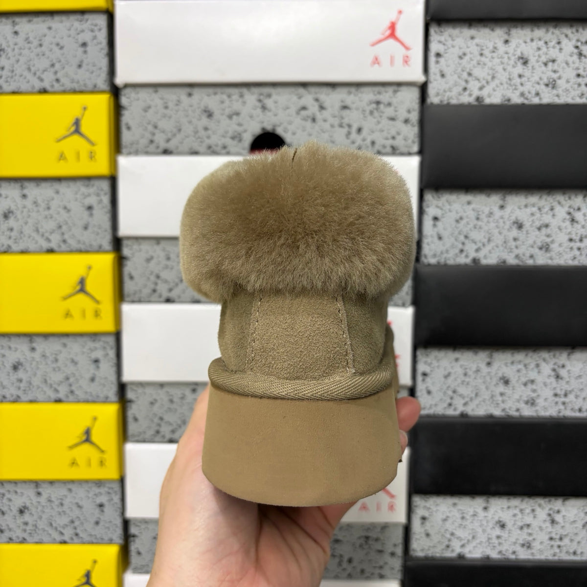 UGG Fluffy-Collar Slip-On Slippers – Antelope Brown | 4810-3