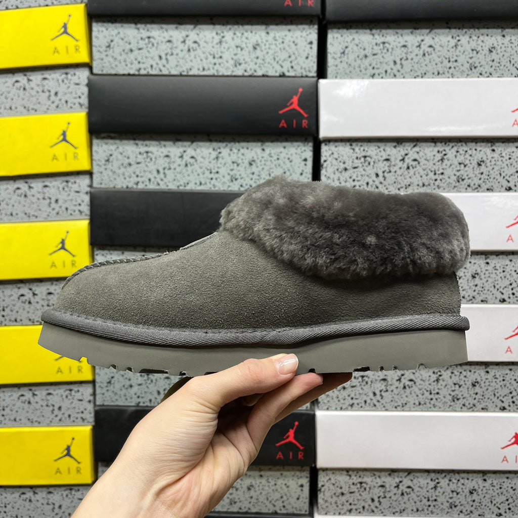 UGG Plush-Collar Slip-On Shoes – Grey