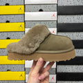 UGG Platform Slippers in Antelope Brown with Fluffy Collar – 3 cm