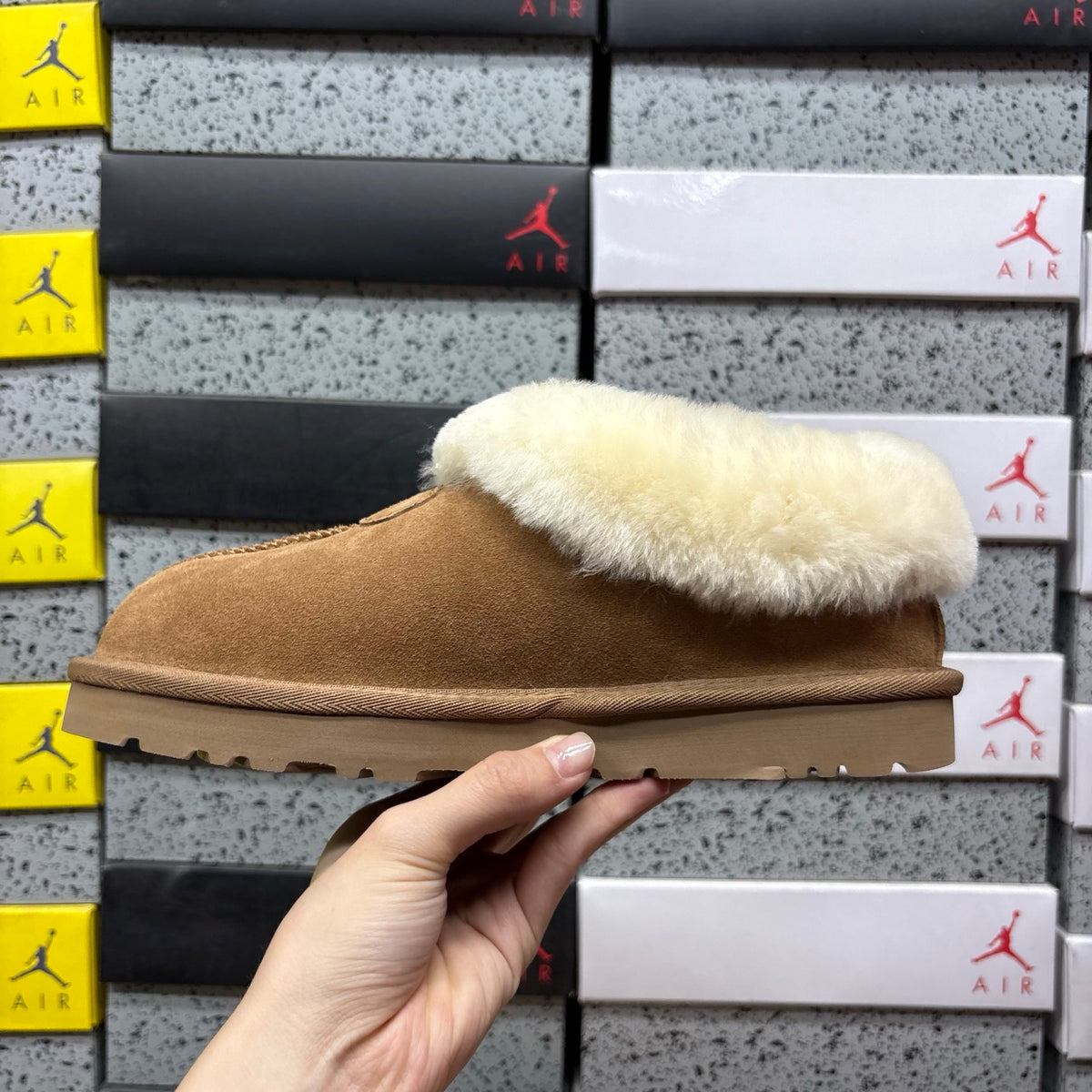 UGG Tazzette Plush-Collar Slip-On Shoes – Chestnut