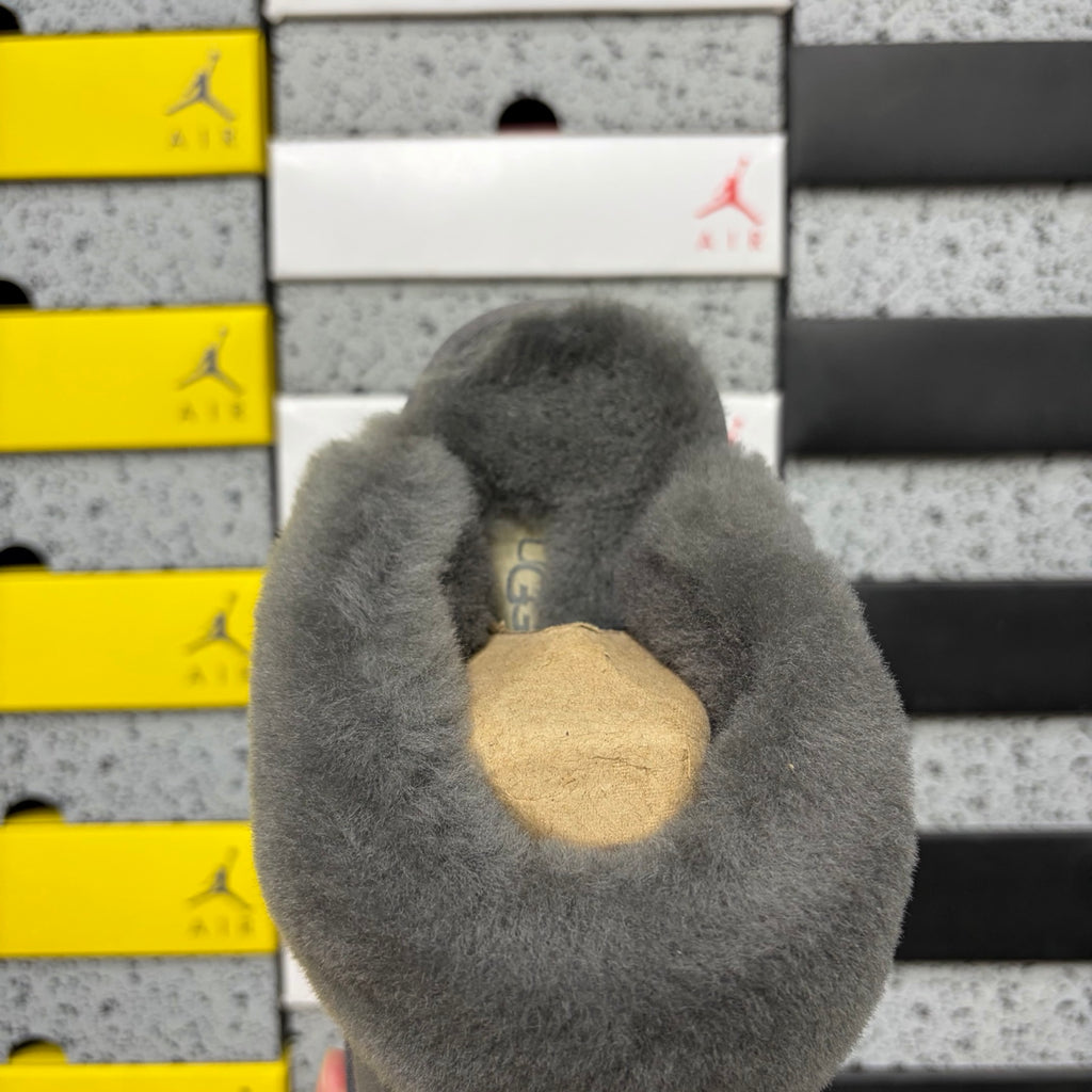 UGG Fluffy-Collar Mule Slippers – Grey | 5125