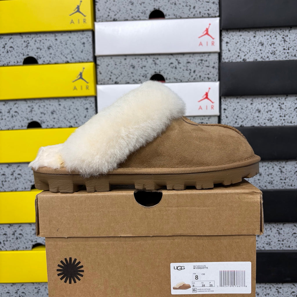 UGG Fluffy-Collar Mule Slippers – Chestnut | 5125