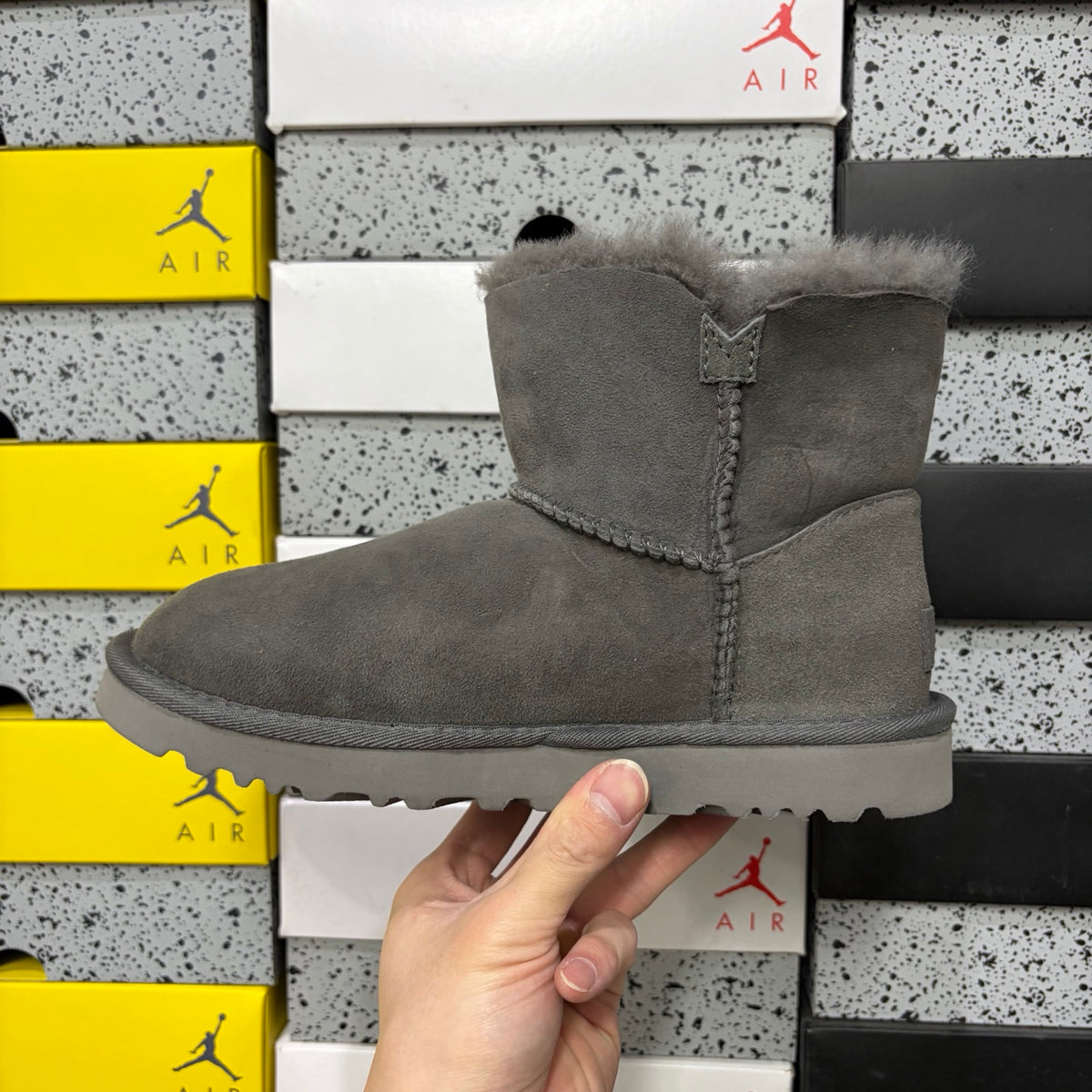 UGG Button-Detail Short Boots – Gray