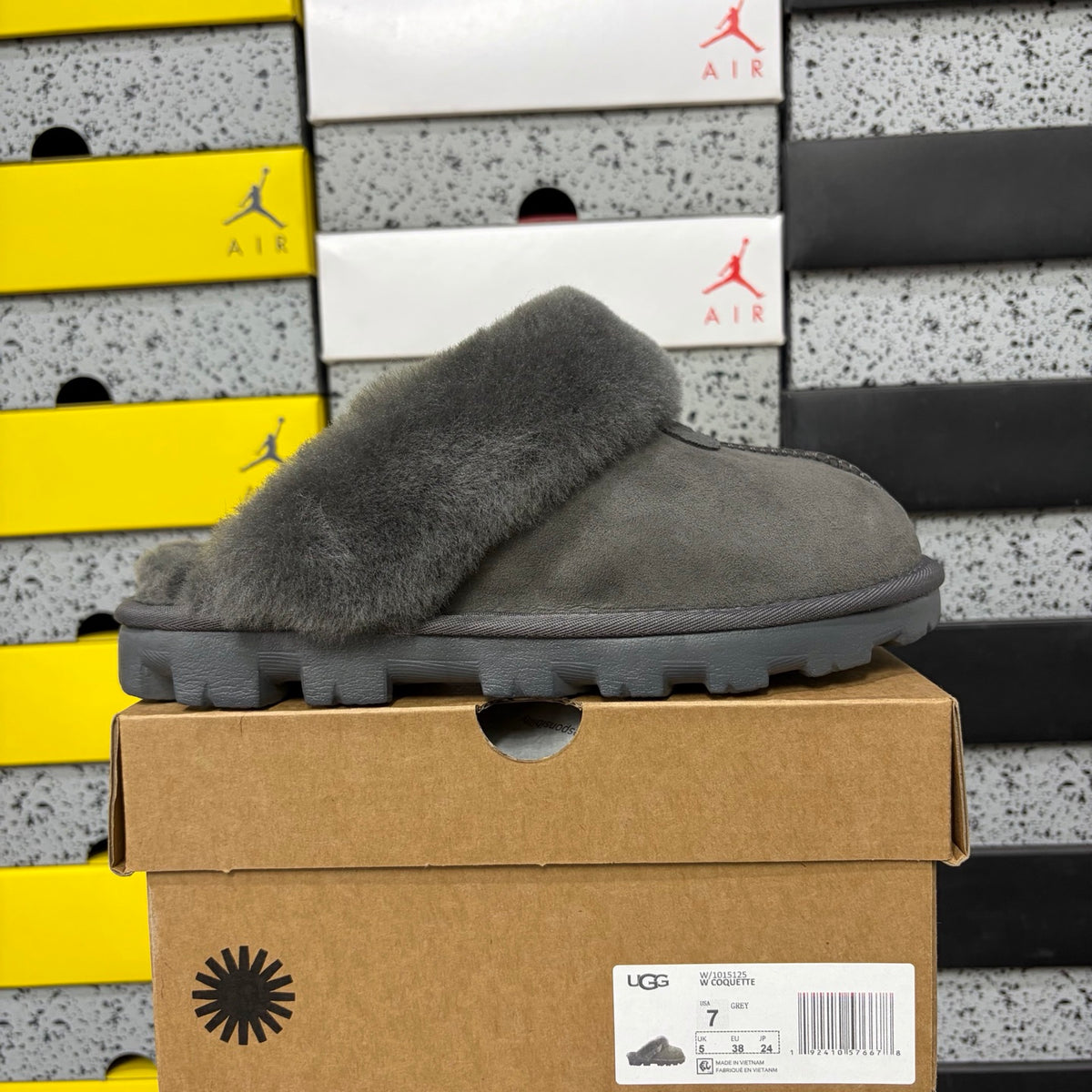 UGG Fluffy-Collar Mule Slippers – Grey | 5125