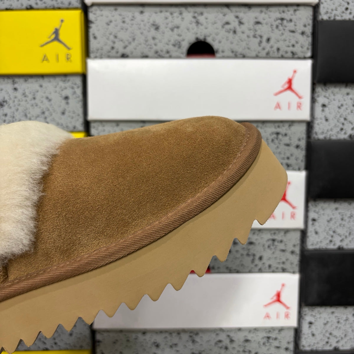 UGG Fluffy-Collar Platform Slip-On Shoes – Chestnut | W1166733